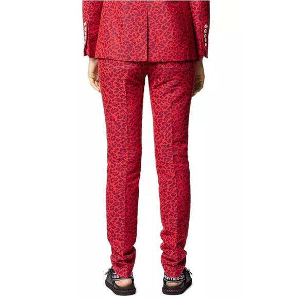 ZADIG & VOLTAIRE $298 Prune Leopard Print Skinny Pant Red IT 34 / US XS - Picture 2 of 6